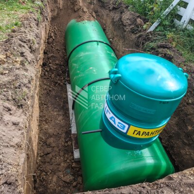 Монтаж подземного газгольдера 6200 л в Ломоносовском районе, поселок Сергиевское  4