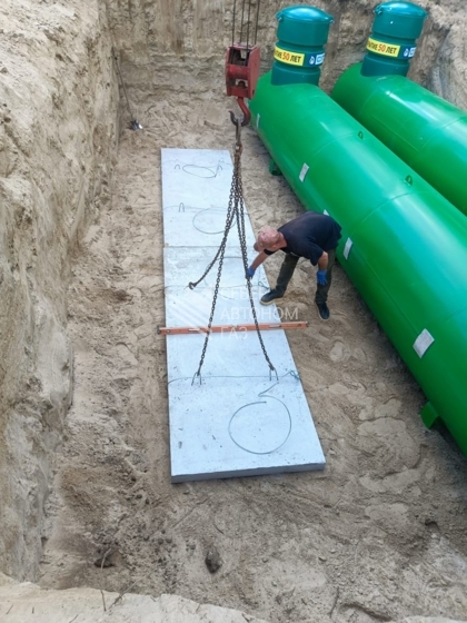 Монтаж  двух газгольдеров  10000 л  в Приозерском районе, КП Сосны 2